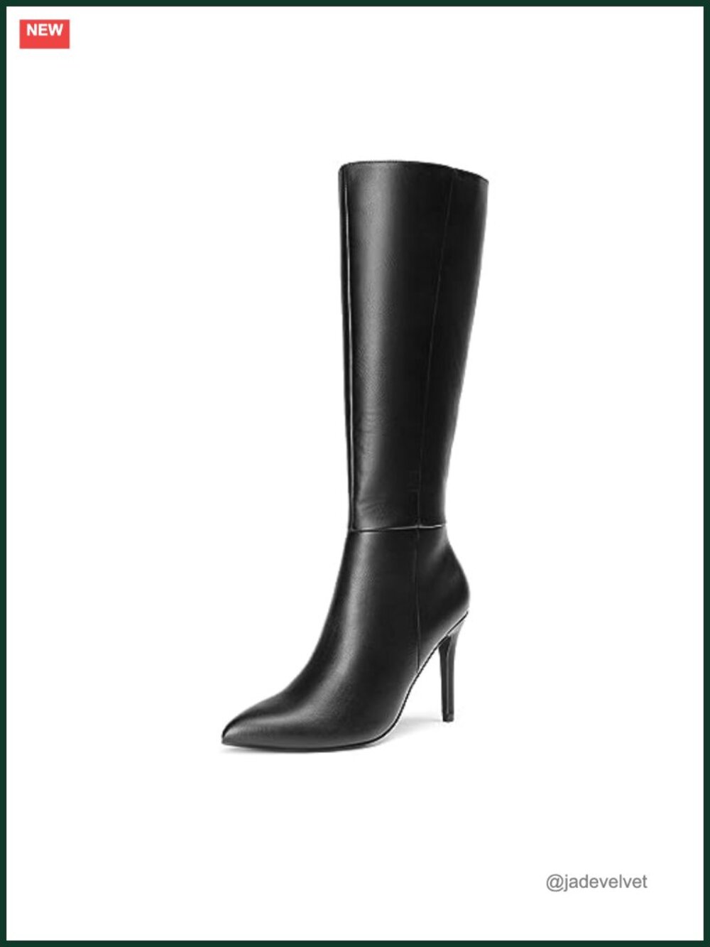 Women's Pointed Toe Stiletto Knee High Boots Faux Leather Side Zip